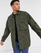 Levi's Hayes Oversized Camo Print Overshirt Jacket In Scratchy Green
