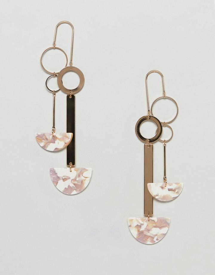 Asos Design Earrings In Mobile Design With Resin In Gold - Gold