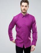Hugo By Hugo Boss Elisha Shirt Poplin Slim Fit In Purple - Purple