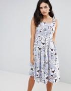 Vesper Floral Midi Skater Dress - Blue
