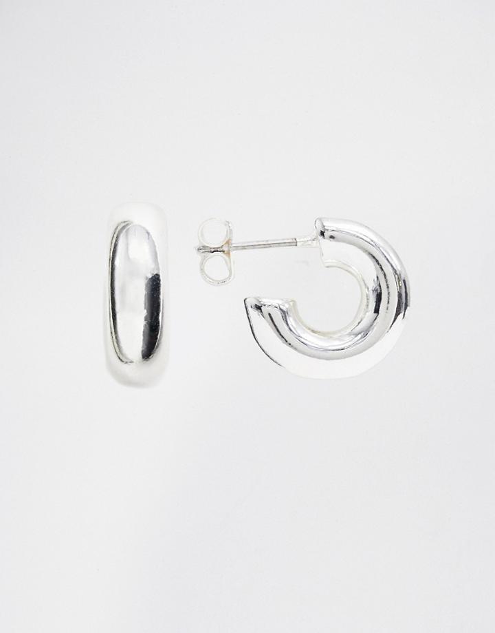 Weekday Small Thick Hoop Earrings In Silver - Silver