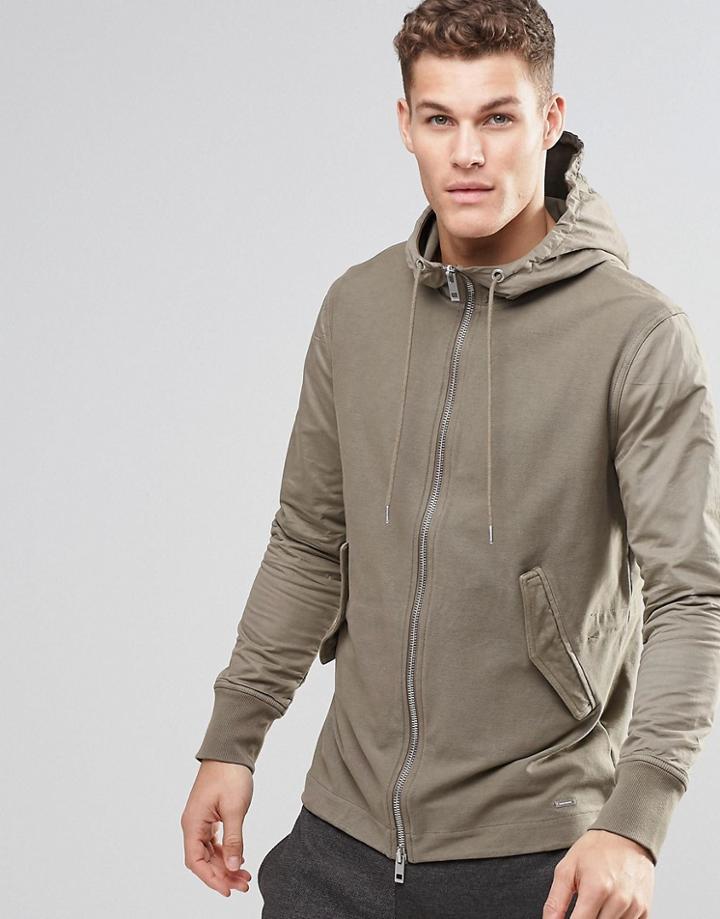 Boss Orange Lightweight Parka With Hood In Khaki - Khaki