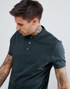 Asos Design Jersey Polo In Green - Green