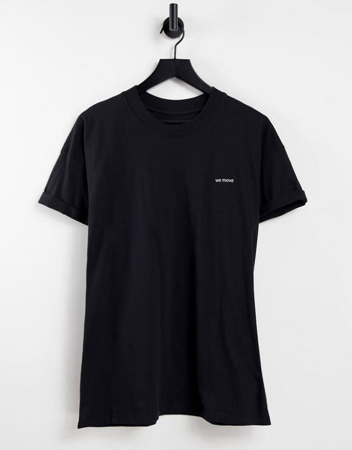 Night Addict We Move Chestprint Oversized T-shirt-black