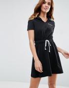 Asos Skater Dress With Embroidered Kiss Kiss Logo - Black