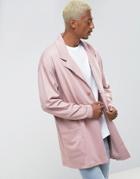 Asos Oversized Longline Jersey Duster Coat In Pink - Pink