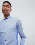 Jack & Jones Premium Smart Shirt In Slim Fit With Contrast Buttons-blue