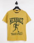 Mennace T-shirt In Yellow With Vintage Track And Field Print
