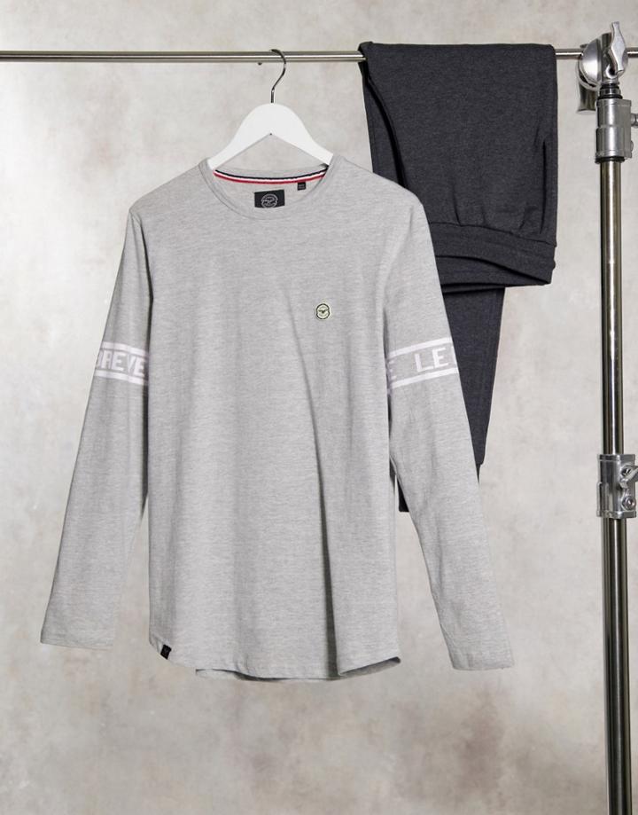 Le Breve Lounge Printed Long Sleeve T-shirt In Gray-grey