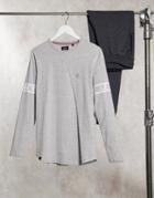 Le Breve Lounge Printed Long Sleeve T-shirt In Gray-grey