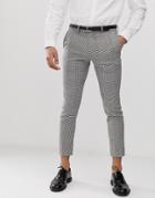 Moss London Cropped Slim Pants In Bold Check - Gray