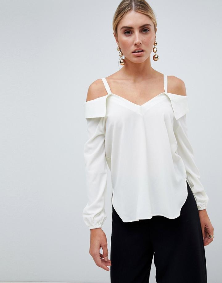 Ax Paris Cold Shoulder Blouse - Cream