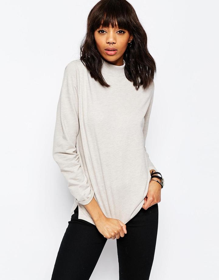 Asos Sweatshirt With High Neck - Oatmeal