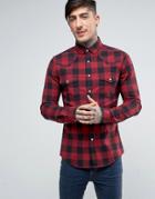 Asos Skinny Western Buffalo Plaid Shirt In Red - Red