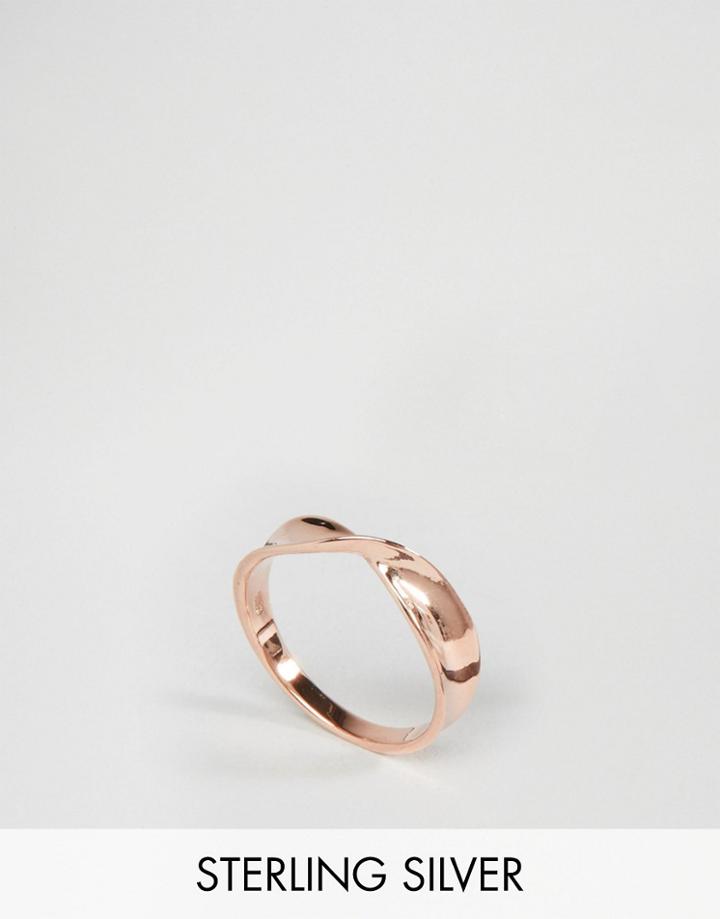 Asos Rose Gold Plated Sterling Silver Twist Ring - Rose Gold