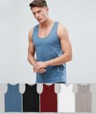 Asos Design Tank 5 Pack Save - Multi