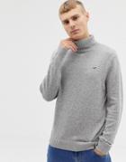 Hollister Icon Logo Lightweight Knit Roll Neck Sweater In Light Gray - Gray