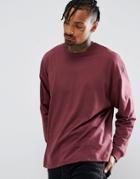 Asos Oversized Long Sleeve T-shirt With Cuffs - Red