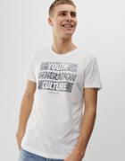 Esprit T-shirt With Youth Print In White - White