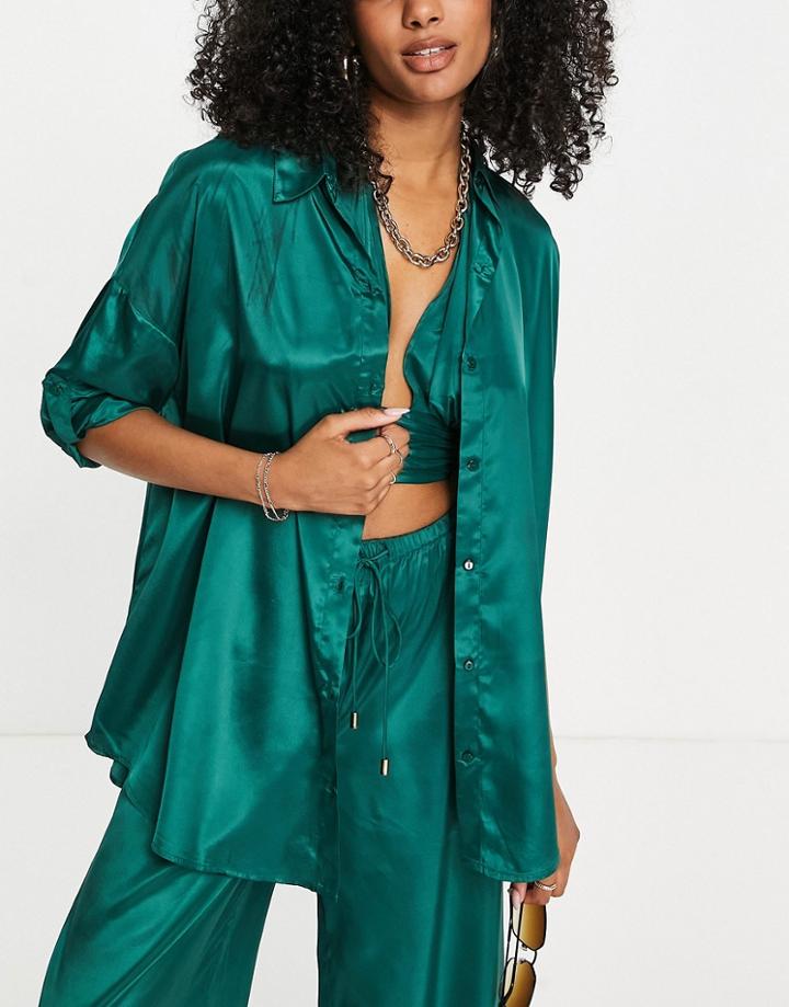 Candypants Oversized Beach Shirt In Green