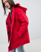Asos Design Fleece Lined Anorak - Red