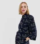 Monki Two-piece Island Print Blouse In Navy - Navy