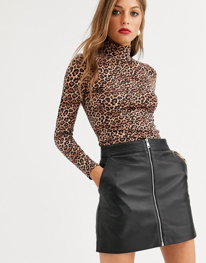 Lab Leather Zip Through Mini Skirt