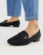 Asos Design Mile Flat Shoes In Black Lizard - Black