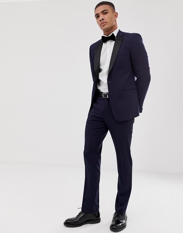 Asos Design Slim Tuxedo Suit Jacket In Navy