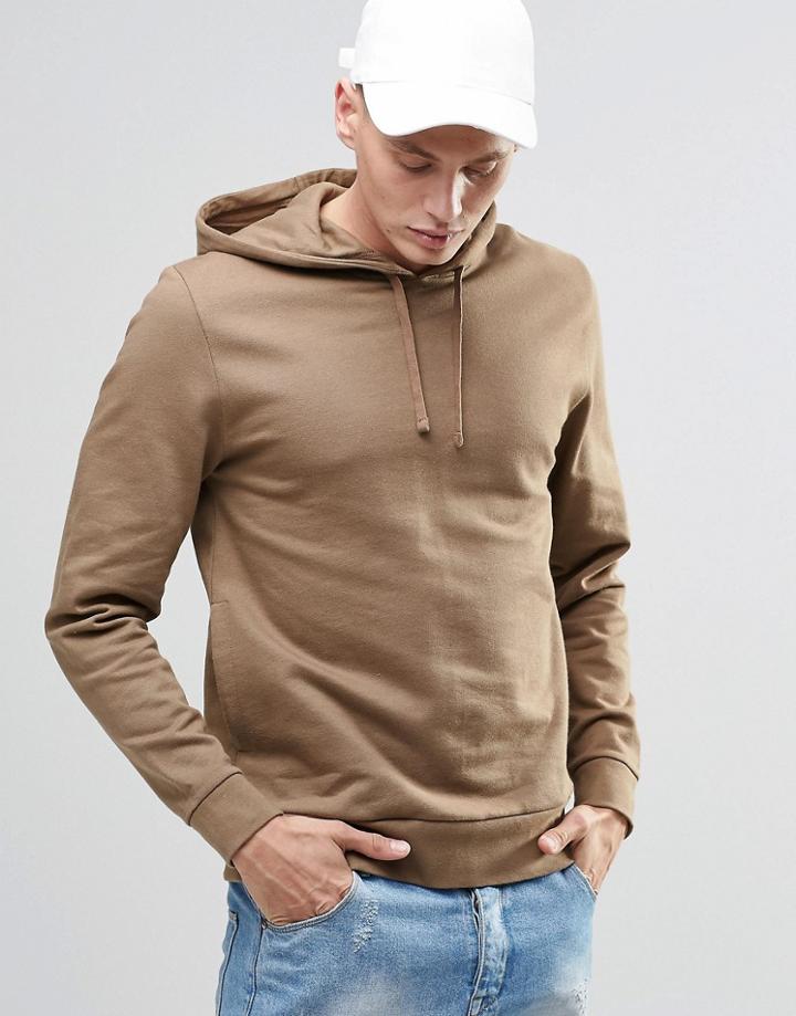 Asos Hoodie In Beige - Coco Brown