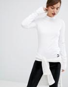 Puma High Neck Top With Extreme Long Sleeves In White - White