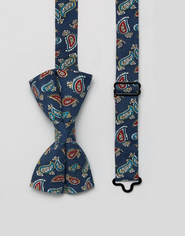 Asos Paisley Bow Tie In Navy - Navy
