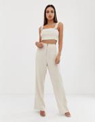 Parallel Lines High Waist Pants With Zip Detail Two-piece-beige