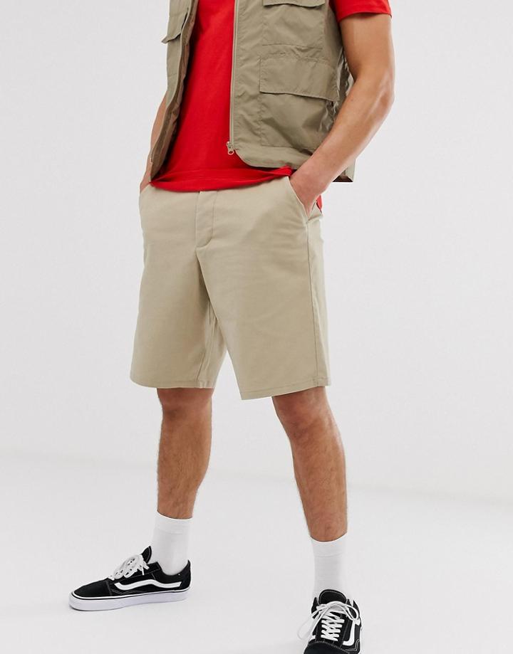 Asos Design Relaxed Chino Shorts In Putty - Beige