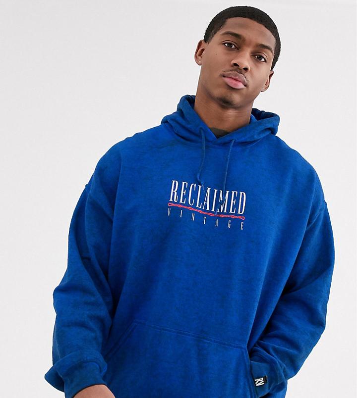 Reclaimed Vintage Acid Wash Hoody With Print