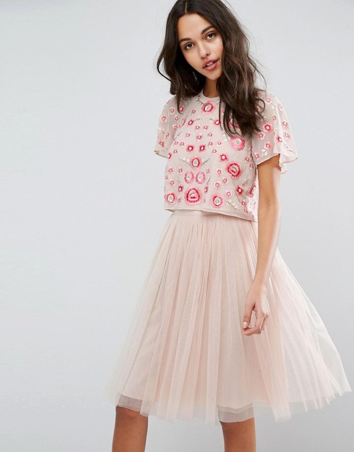 Needle & Thread Cherry Blossom Embroidered Top - Pink