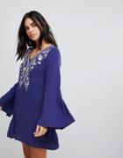 Lunik Tunic With Embroidery Dress - Blue