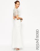 Asos Petite Crystal T Shirt Maxi Dress With Open Back - Cream