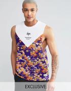 Hype Dropped Armhole Tank With Leaves Print - Purple