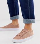 Asos Design Wide Fit Dusty Lace Up Sneakers In Warm Beige
