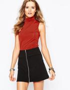 First & I Sleeveless Roll Neck Top - Red