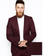 Asos Slim Fit Suit Jacket In Poplin - Red