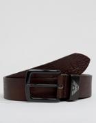Armani Jeans Logo Leather Belt In Brown - Brown