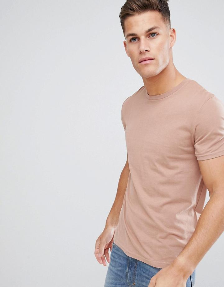 Celio Crew Neck T-shirt In Pink - Pink