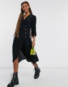 Monki Toryn Wrap Midi Dress In Black-blues