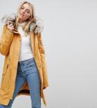 Asos Tall Parka With Detachable Faux Fur Liner - Stone