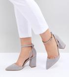 Raid Wide Fit Katy Light Gray Block Heeled Shoes - Gray