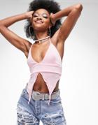 Asos Design Wavy Hem Halter Cami Top In Hot Pink-blue