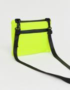 Asos Design Zip Front Cross Body Bag - Green
