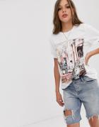 Pieces Animal Palace Print Oversized Tee-white
